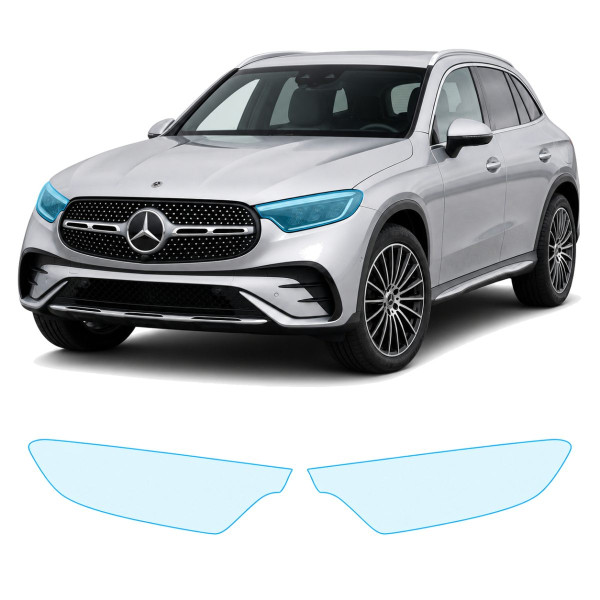 Антигравийная защитная бронепленка по лекалам для Mercedes-Benz GLC X254 2022- оптика (фары и ПТФ)