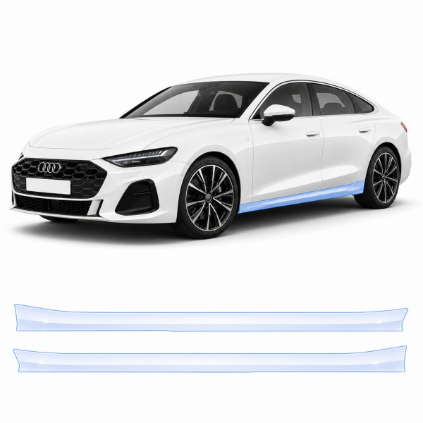 Антигравийная защитная бронепленка по лекалам для Audi A5 B10 2024- нижняя зона кузова пороги