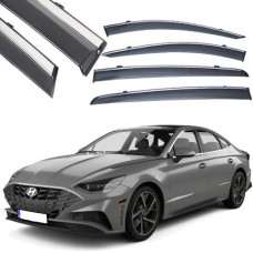 Дефлектори вікон вітровики Benke для Hyundai Sonata 2021- Хром Молдинг Нержавіюча сталь 3D (BHYST2023-W/S)