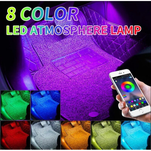 LED Підсвічування Салону ніонове 12V 22x4см RGB5050 (APP Bluetooth USB) 4 шт