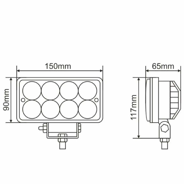LED фара Brevia 10-30V 24W (8x3W) 1600Lm Spot Дальний свет Алюминиевый корпус (BOL0803L)