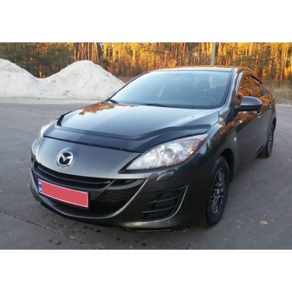Дефлектор капоту мухобійка для Mazda 3 2009-2013 седан хетчбек Євро Кріплення (Vip Tuning) MZD09