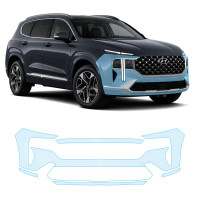 Антигравийная защитная бронепленка по лекалам для Hyundai Santa Fe TM facelift 2021-2023 - передний бампер