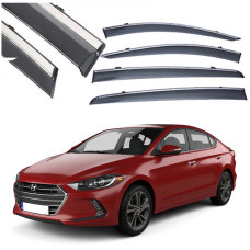 Дефлектори вікон вітровики Benke для Hyundai Elantra 2016-2021 Хром Молдинг Нержавіюча сталь 3D (BHYET1623-W/S)