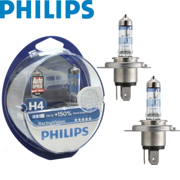 Автолампа галогенна Philips Racing Vision +150% H4 12V 60/55W 3500K 2 шт (12342RVS2)
