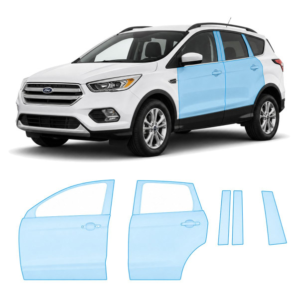 Антигравийная защитная бронепленка по лекалам для Ford Escape (US) III facelift 2017-2019 - зоны дверей и стойки окон