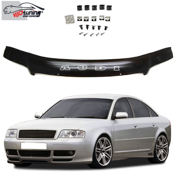 Дефлектор капота мухобойка для Audi A6 4В (C5) 1997-2004 Евро Крепление (Vip Tuning) AD11