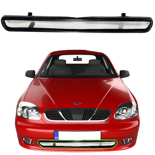Накладка Решітка бампера Сітка Daewoo Lanos Sens нижня (AutoElement) (09310)