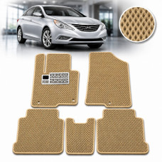Коврики в салон EVA для Hyundai Sonata YF 2010-2014 с подпятником Бежевые 5 шт