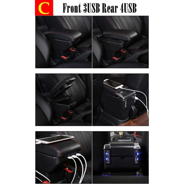 Підлокітник Універсальний Milex 135x320x150 см 7 USB Чорний - Червона нитка