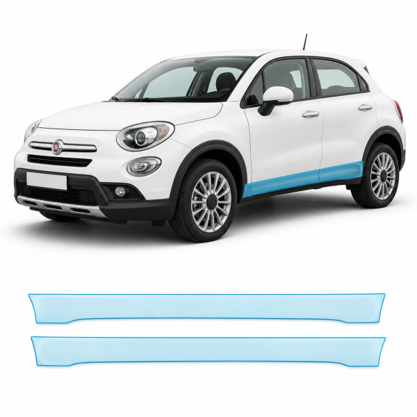 Антигравийная защитная бронепленка по лекалам для Fiat 500X I 2015-2018 - нижняя зона кузова пороги