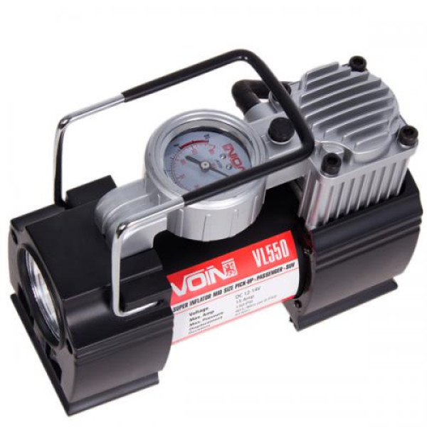 Компресор автомобільний VOIN 150psi 15A 40л прикурювач дефлятор перехідник на клеми (VL-550)