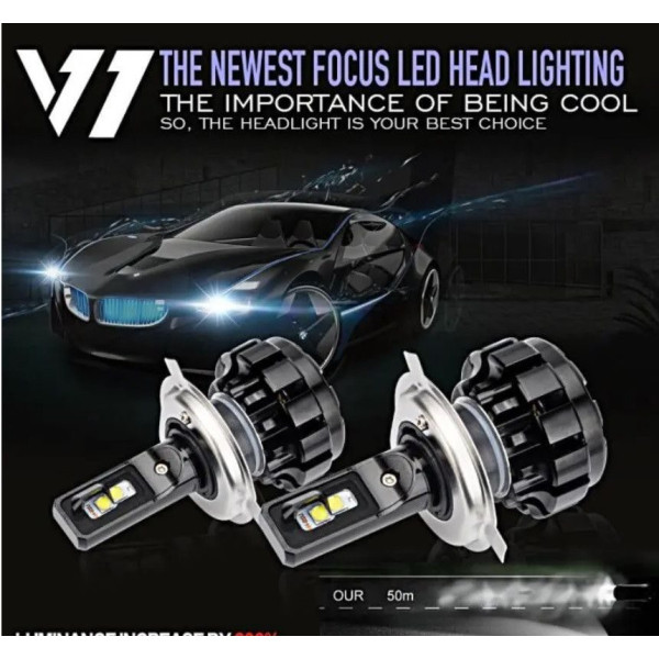 LED лампи автомобільні Focus Beam H3 вентилятор 4000Lm V 1+ / CSP / 35W / 6000K / IP67 / 12-24V 2шт