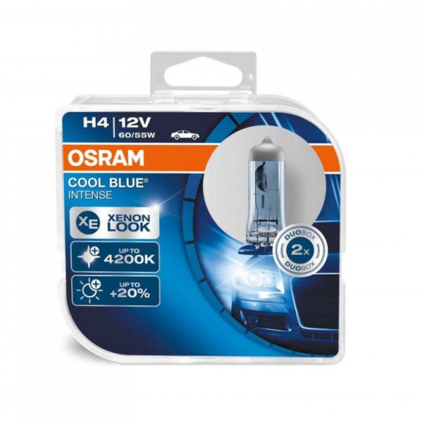 Автолампа галогенна Osram Cool Blue +20% 12V H4 60/55W 4200K 2 шт (64193CBI-BOX)