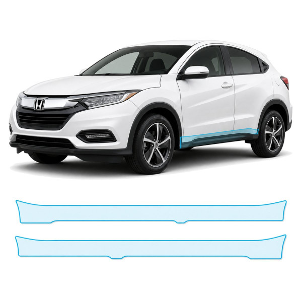 Антигравийная защитная бронепленка по лекалам для Honda HR-V (US/глобальний) II facelift 2019-2021 - нижняя зона кузова пороги