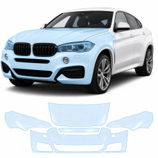Антигравийная защитная бронепленка по лекалам для BMW X6 F16 2014-2019 - передняя часть авто (капот бампер фары крылья)
