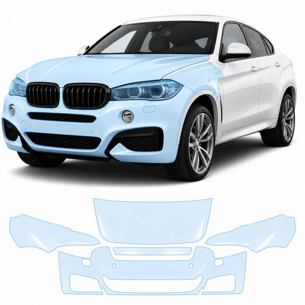 Антигравійна захисна бронеплівка за лекалами для BMW X6 F16 2014-2019 - передня частина авто (капот бампер фари крила)