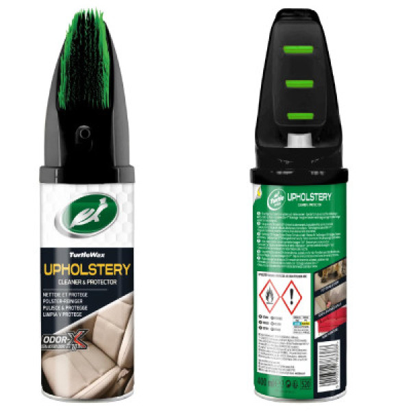 Пінна суха хімчистка оббивки зі щіткою Turtle Wax Power Out Upholstery Cleaner Odor-X 400 мл (GL 52893/18706)