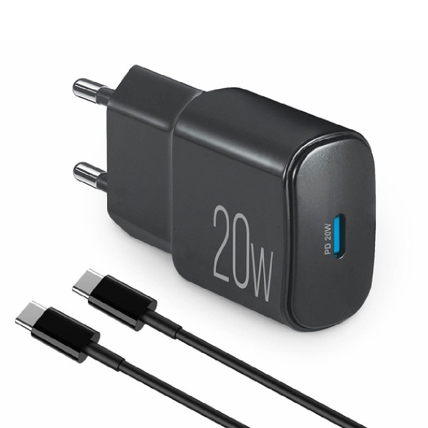 Сетевое зарядное устройство Brevia ePower PD20W + кабель USB-C to USB-C 1м черный 45020CCB