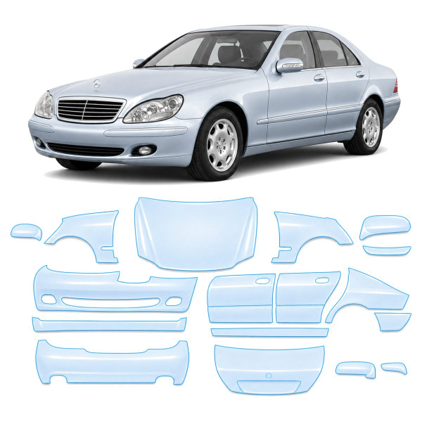 Антигравийная защитная бронепленка по лекалам для Mercedes-Benz S-Class W220 facelift 2002-2005 - полный кузов