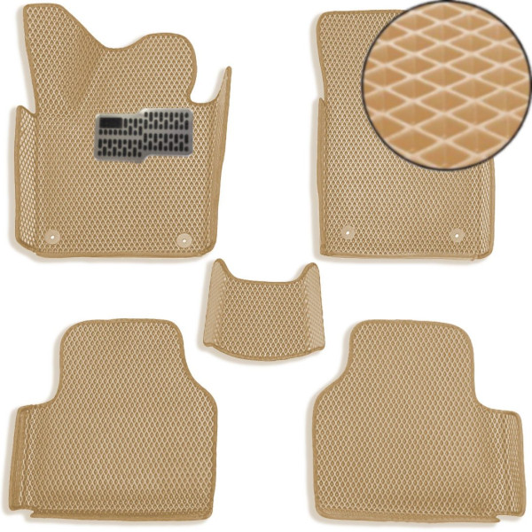 5D EVA Коврики в салон для Volkswagen Passat B6 2005-2010 С Бортиками Подпятник Бежевые 5 шт