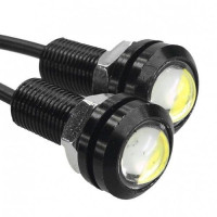 Денні ходові вогні ДХО очі врізні LED / D23 мм / 3W 220 lm / затягуються гайкою / Білі 2 шт