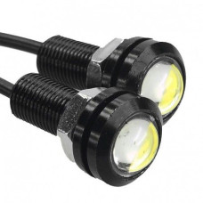 Денні ходові вогні ДХО очі врізні LED / D23 мм / 3W 220 lm / затягуються гайкою / Білі 2 шт