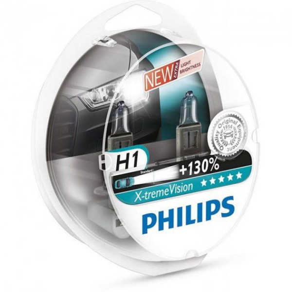 Автолампа галогенная Philips X-treme Vision +130% H1 12V 55W 2 шт (12258XV+S2)