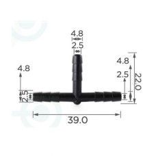 Соединитель для трубок тройник d4.7мм OEM 22207 (C405)