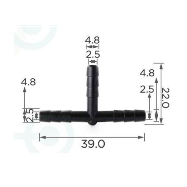 З’єднувач для трубок трійник d4.7мм OEM 22207 (C405)