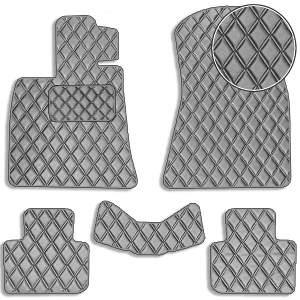 Коврики в салон для Lexus IS 250 2013- Екошкіра з підп'ятником Сірі 5 шт (Rombus)