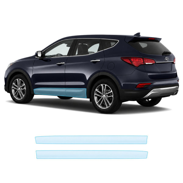 Антигравійна захисна бронеплівка за лекалами для Hyundai Santa Fe DM facelift 2016-2018 - нижня зона кузова пороги