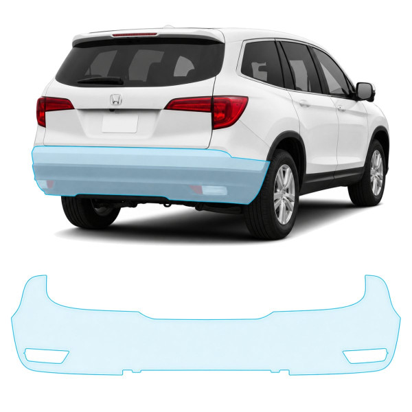 Антигравийная защитная бронепленка по лекалам для Honda Pilot III 2016-2018 - задний бампер