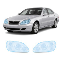 Антигравійна захисна бронеплівка за лекалами для Mercedes-Benz S-Class W220 facelift 2002-2005 - оптика (фари та ПТФ)