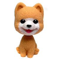 Игрушка Собака Щенок в авто на пружине (Шпиц Коричневый)