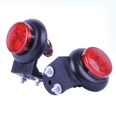 Габаритные огни LED для грузовиков Рожки 12/24V / прямой 8 см 2 болта / односторонний Красный 2 шт (Л-102)