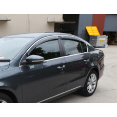 Дефлекторы окон ветровики Volkswagen Passat B6 2005-2011 4 дв Sedan / Хром молдинг