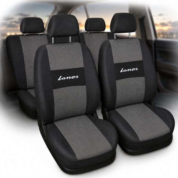 Чехлы для сидений модельные Daewoo Lanos Sens комплект Черно - серые