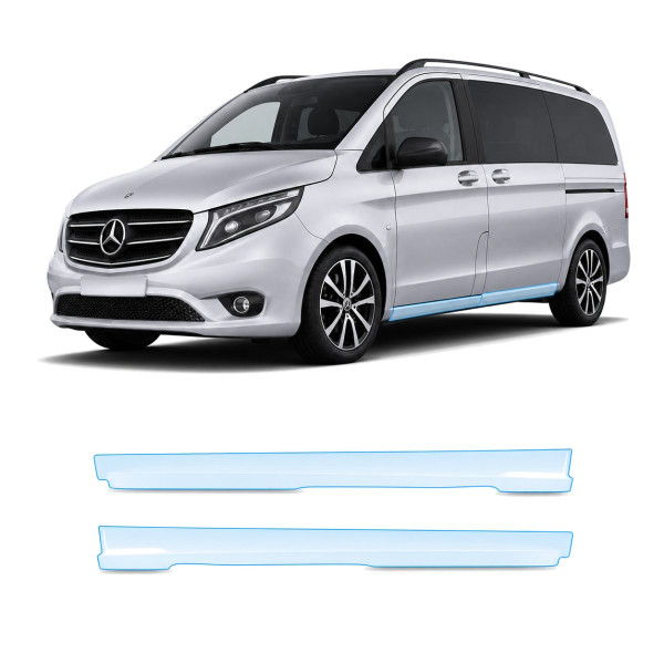 Антигравійна захисна бронеплівка за лекалами для Mercedes-Benz Vito/V-Class W447 facelift 2019- нижня зона кузова пороги