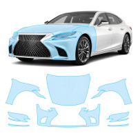 Антигравийная защитная бронепленка по лекалам для Lexus LS XF50 2018-2020 - передняя часть авто (капот бампер фары крылья)