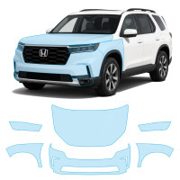 Антигравийная защитная бронепленка по лекалам для Honda Pilot IV 2023- передняя часть авто (капот бампер фары крылья)