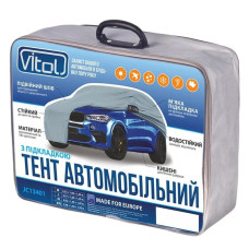 Тент автомобільний для джипа та мінівена Vitol розміру L сірий на підкладці (кишені під дзеркала)