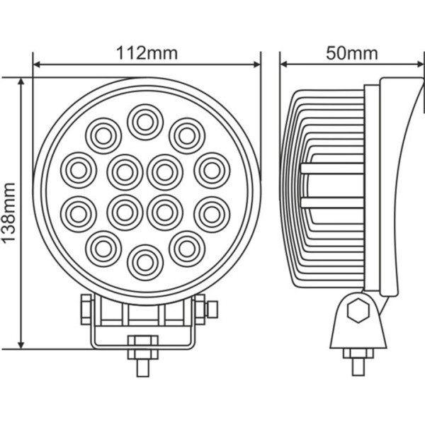 LED фара Brevia Flood Ближний свет 10-30V 42W (14x3W) 2800Lm Алюминиевый корпус IP68 (10651RFX1)