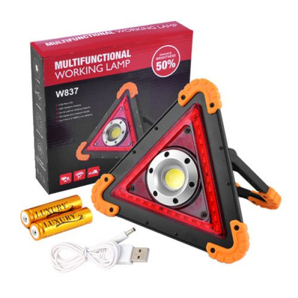 Знак аварийный с LED RED 2x18650 / 4xAA / ЗУ microUSB