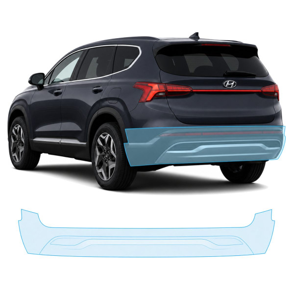 Антигравийная защитная бронепленка по лекалам для Hyundai Santa Fe TM facelift 2021-2023 - задний бампер