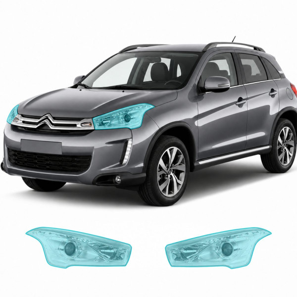 Антигравийная защитная бронепленка по лекалам для Citroen C4 Aircross I 2012-2017 - оптика (фары и ПТФ)