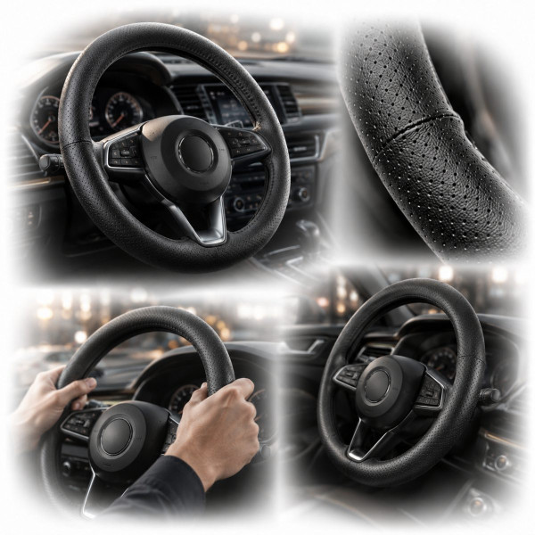 Чохол керма Elegant M 37-39 см Об'ємна 10 см 1 шов Перфорація Шкіра Чорний (EL 115 371)
