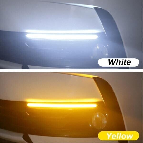 LED Дневные ходовые огни ДХО 12V 23 см Бегущий поворот 2 шт (Белый и Желтый Свет)