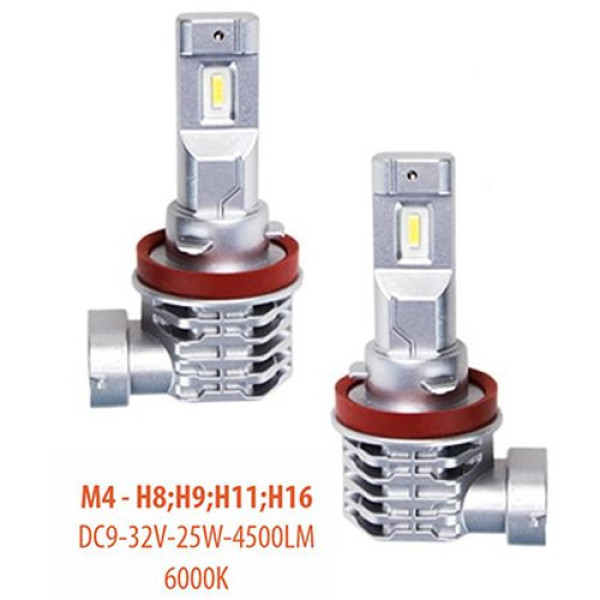 LED лампи для авто Pulso M4 H8 H9 H11 H16 LED-chips CREE 9-32V 2x25w 4500Lm 6000K