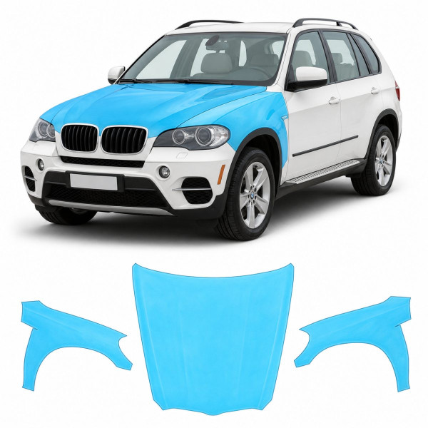 Антигравийная защитная бронепленка по лекалам для BMW X5 E70 2006-2013 - капот и передние крылья